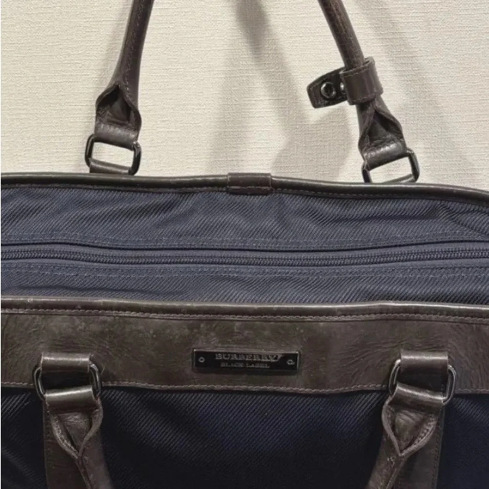 Burberry Black Label leather and nylon-Dark Gray/Navy Blue checkered Bag-unisex
